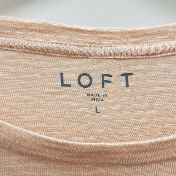 LOFT Size Large Long Sleeve Striped Tie Front Blouse 310 - Picture 4 of 5